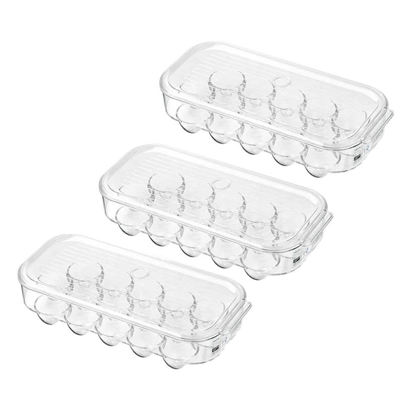 

Fridge Egg Holder,Stackable Egg Storage Box With Coverd,Egg Tray With Lid,For Refrigerator Kitchen Cabinet,Set Of 3