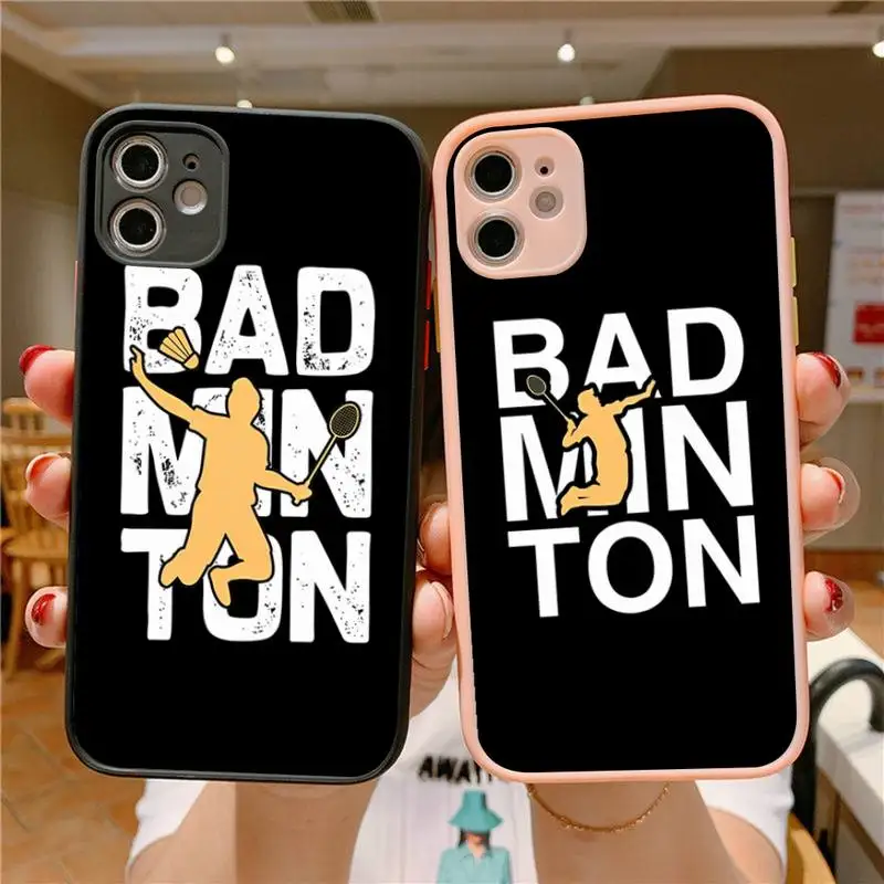

Badminton Sport Phone Case for iPhone 14 11 12 13 Mini Pro Max 8 7 Plus X XR XS MAX Translucent Matte Cover