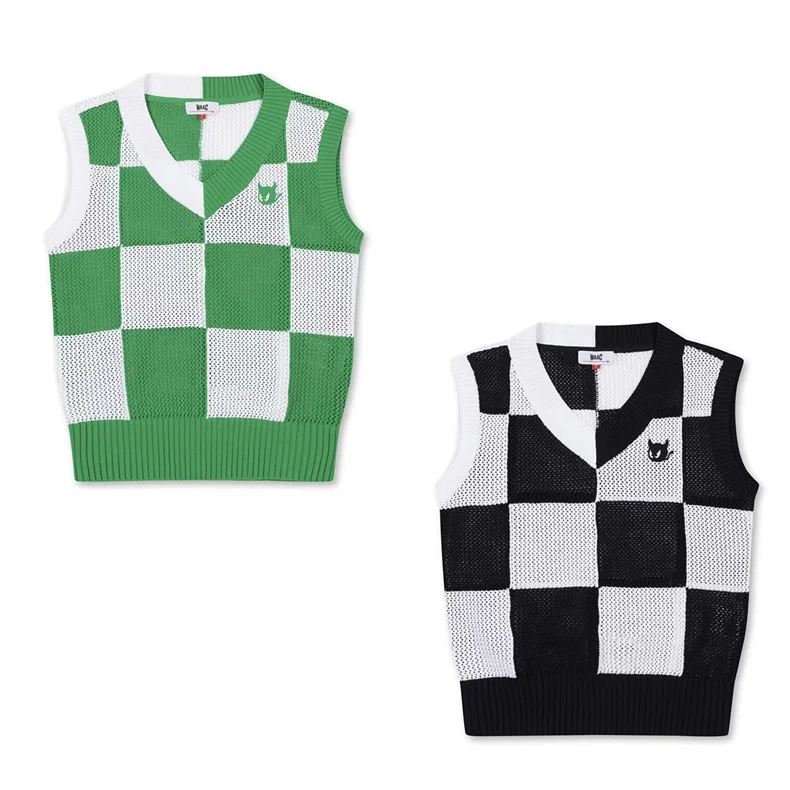 

New Korean Golf women outdoor sports everything fashion vest summer knitted checkerboard matching vest