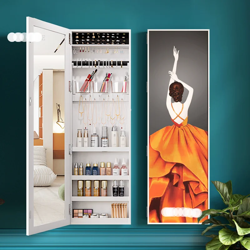 

Fashion Fitting Room Wall Hanging Mirror Cabinets Bedroom Cloakroom Full-length Mirror Homestay Dormitory Storage Makeup Cabinet