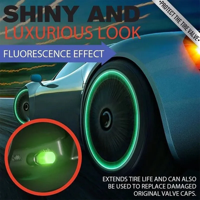 

Universal Luminous Tire Valve Cap Car Wheel Hub Glowing Dust-proof Decorative Tyre Rim Stem Covers Applicable Motorcycle Bike