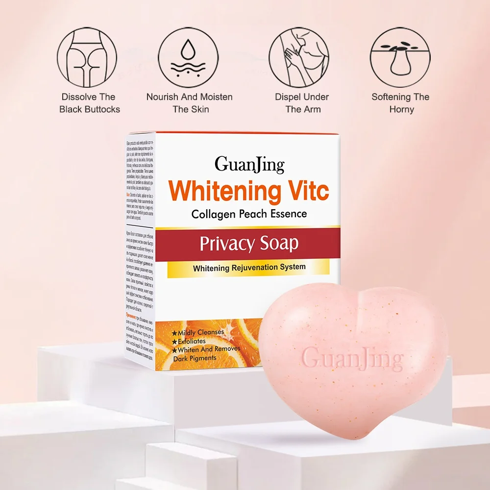 

80g Peach Private Part Whitening Body Soap Vitamin C Facial Brighten Clean Moisturizing Dark Pigment Removal Care Beauty Health