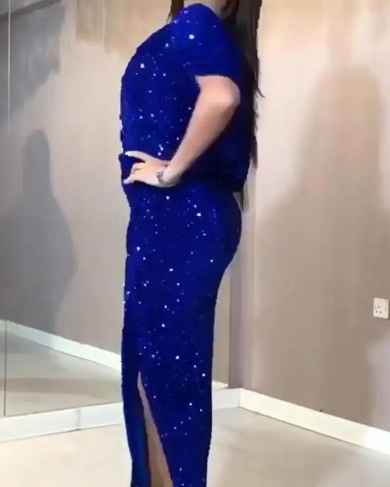 Luxury Evening Dress Long V Neck High Waist Hip Wrap Floor-Length Gown 2022 Ever Pretty of Gorgeous Party Sequins Women Dress