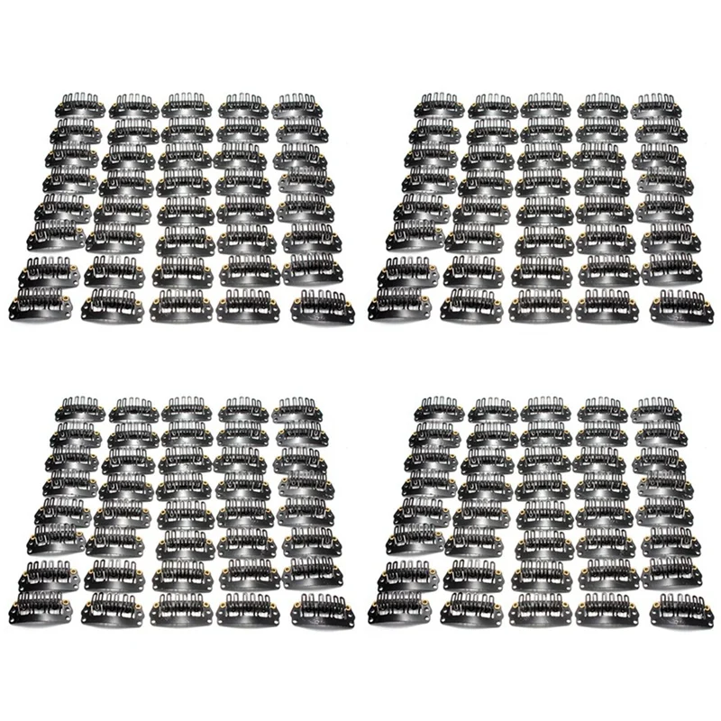 

160Pcs U-Shaped Clamp For Hair Extensions Wig Clips DIY Comb Black Frame