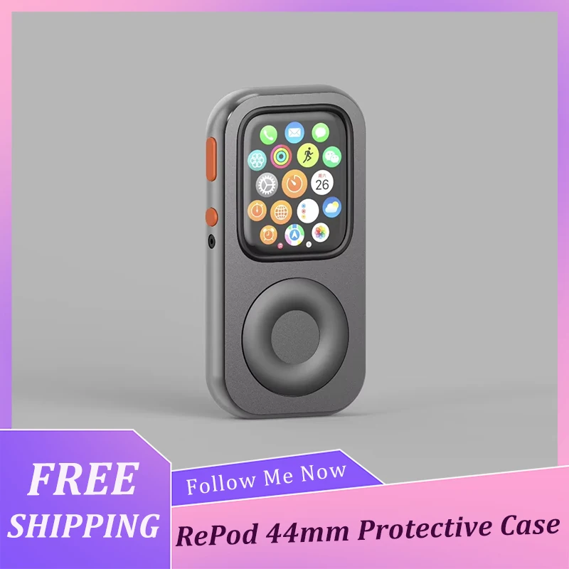 Фото Защитный чехол RePod 44 мм из алюминия с ЧПУ для Apple Watch Series 10/9/8/7/6 в стиле Retro Pod, совместим с моделями 45/44/41/40 мм №1