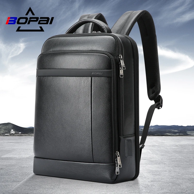 

Мужской деловой рюкзак с USB-портом Bopai, черный вместительный дорожный рюкзак для ноутбука 15,6 дюйма,