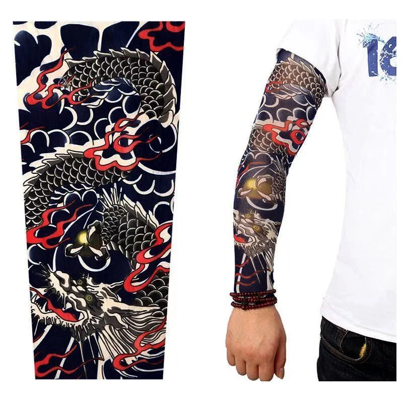 

A Pair Of Ice sleeve Tattooed Flower Arms Tats Ink Japanese Style Cool Cooling Ice Silk Arm Cover Outdoor Car And Bicycle Spor