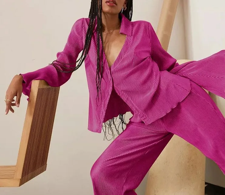 Женская летняя Пижама с высокой талией и брюками |