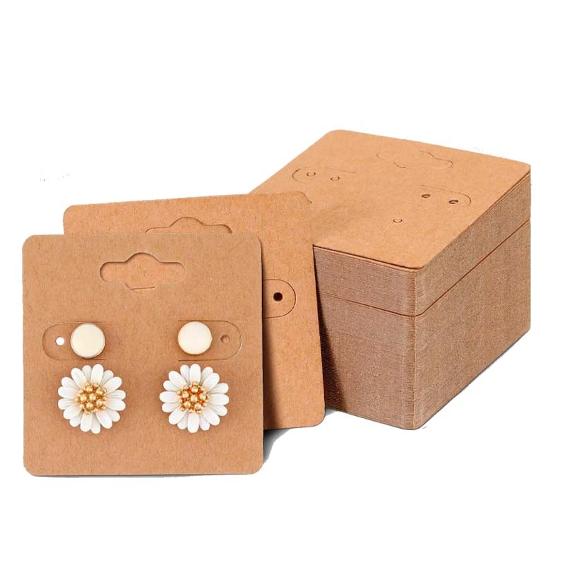 

50pcs 5x5cm Earring Display Card Jewelry Stand Bag for Cardboard Packaging Organizer Holder Small Businesses Supplies Decorative