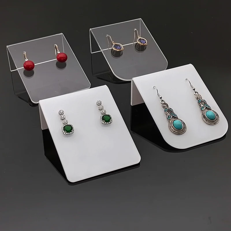 5Pcs Fashion Style Transparent/White Acrylic Earrings Jewelry Display Stand Holder Ear Stud Storage Organizer Show Bracket Rack