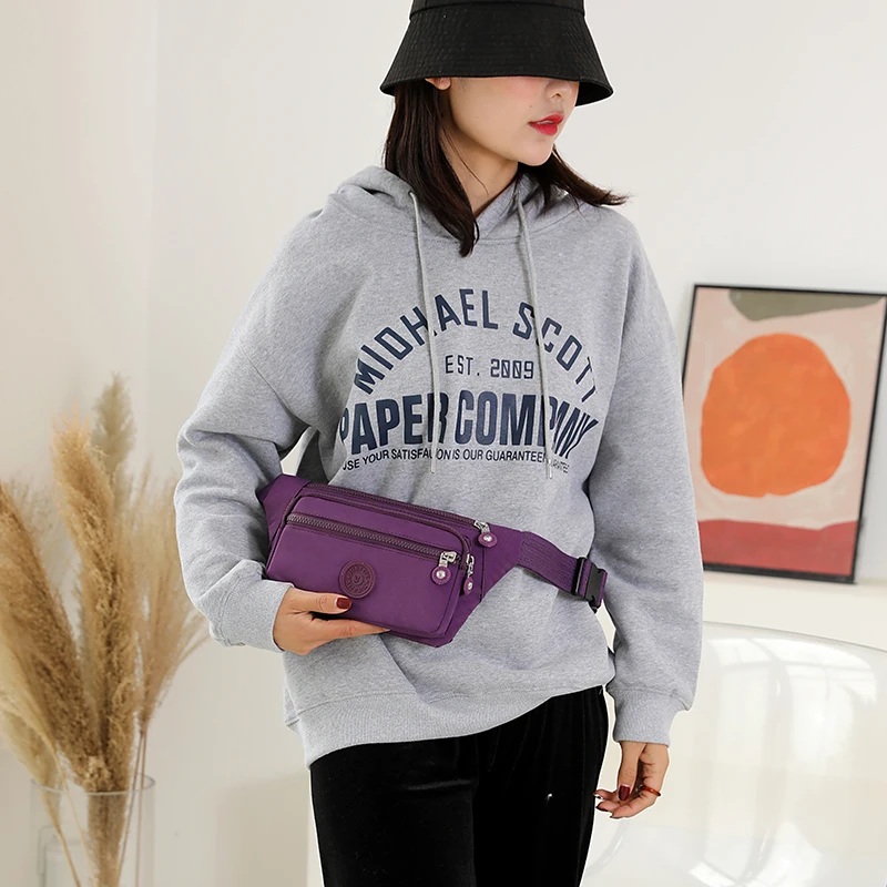 Vento Marea Travel Waist Pack Women 2022 New Black Nylon Shoulder Bag Belt Chest Handbag Large Capacity Female Phone Sport Purse