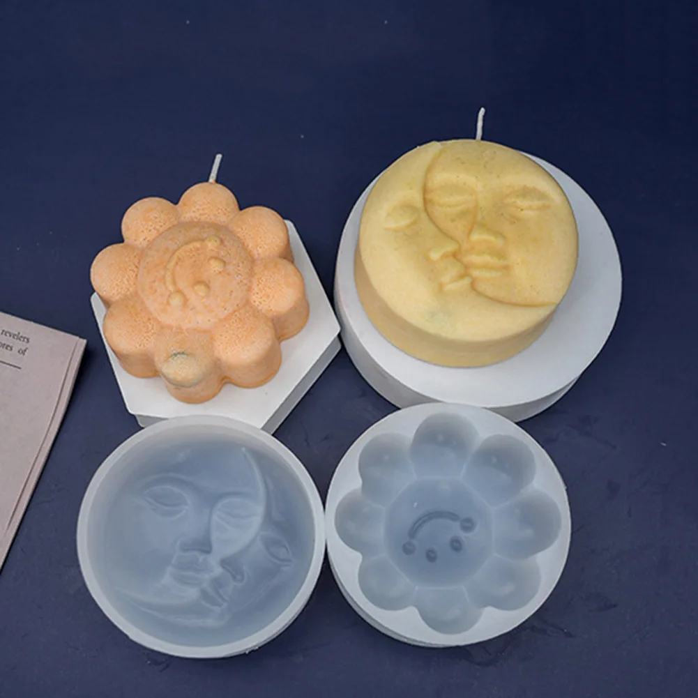 

Sunflower Moon Face Shaped Silicone Candle Mold Candle Casting Mold Aromatherapy Soap Making Mold Handmade Pastry Baking Tool