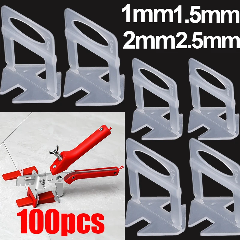 

100PCS Tile Flat Leveling System Spacers Straps Tile PP Plastic Clips Device Wall Flooring Tiles Kits for Perfect Tile Tool