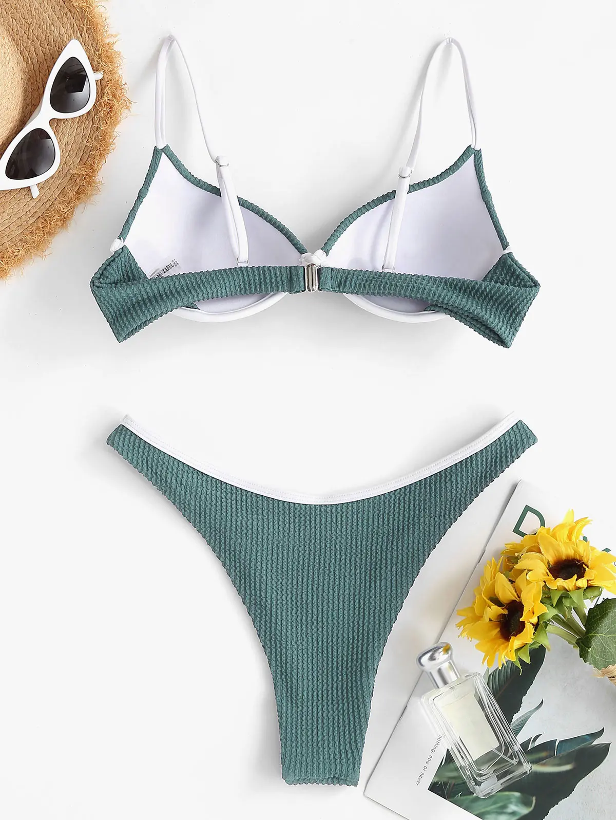 Женский купальник-Бикини на косточках с высокой посадкой |