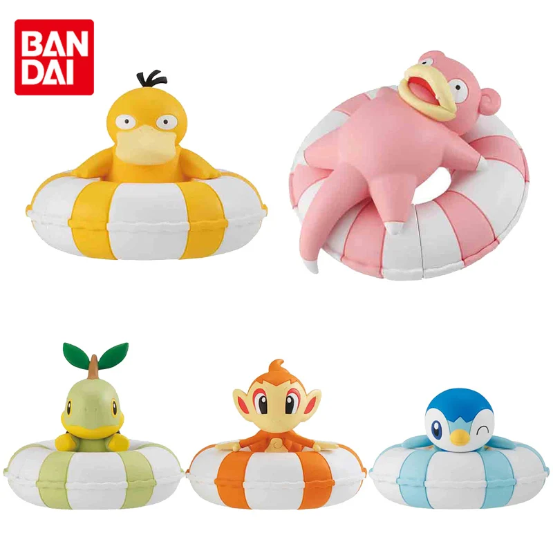 

Bandai Genuine Gashapon Pokemon Floating Swimming Ring Dolls 3 Piplup Chimchar Turtwig Slowpoke Psyduck Anime Action Figure Toys