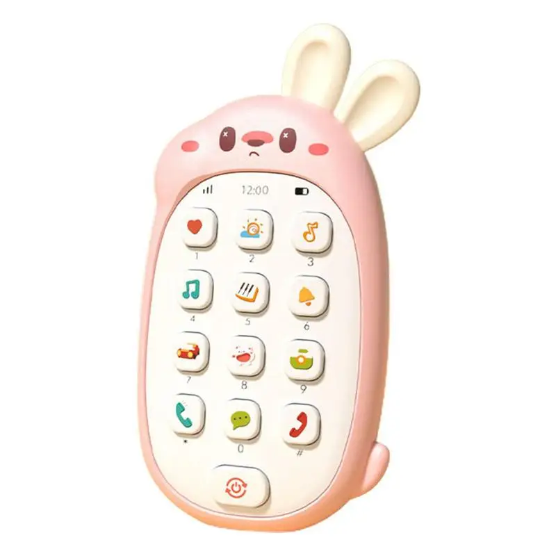 

Kid Phone Toy Cute Bunny Shape Phone Toy With Chewable Ear Battery Powered Educational Toy Multifunctional For Kindergarten Kids