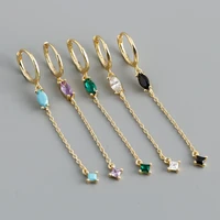 925 sterling silver ear buckle minimalist tassel drop hoop earrings for women crystal zircon huggie earring fine jewelry pendant