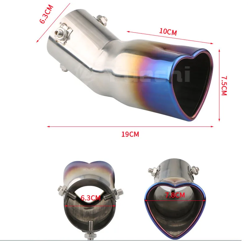 

Выхлопная Труба Для Автомобиля В Форме Сердца Из Нержавеющей Стали, Красная, Цветная, Для Заднего Монтажа