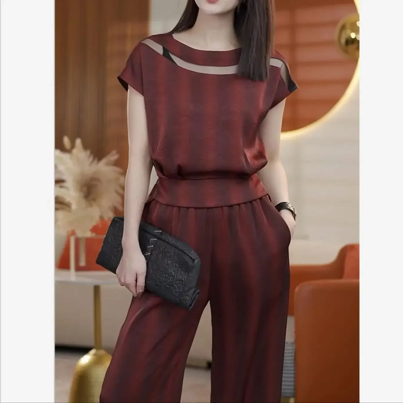 Новый элегантный летний комплект из 2 предметов женский наряд тонкая блузка в