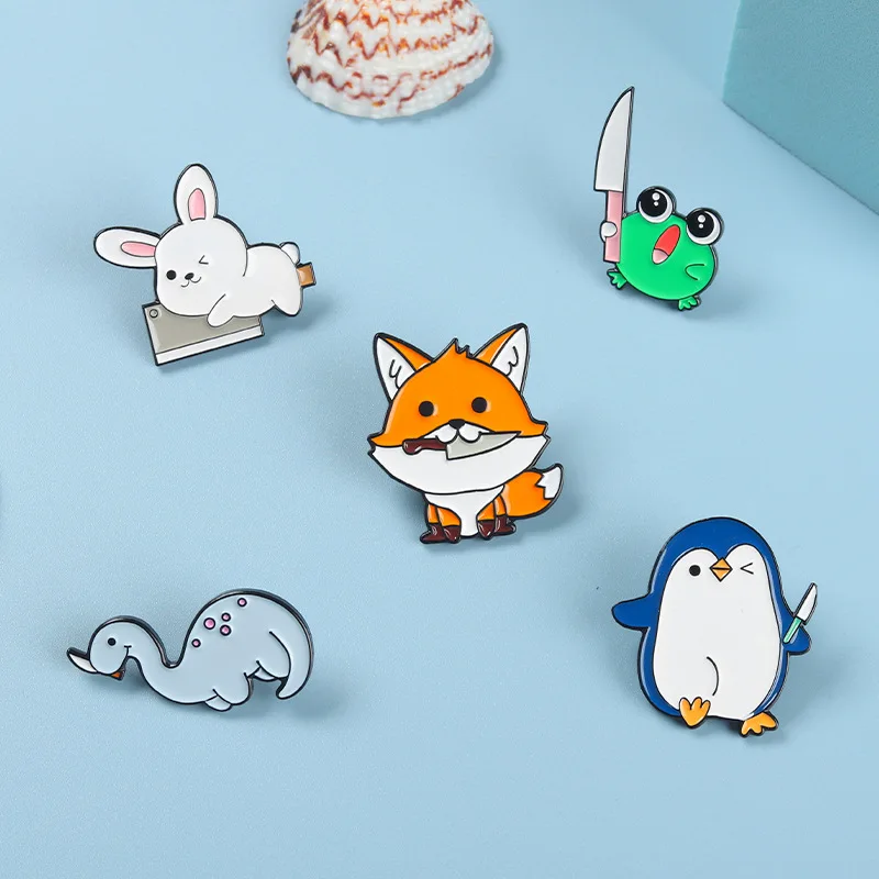 

Frog dinosaur Penguin rabbit fox enamel pin wholesale Animal Brooch jacket backpack accessories badge jewelry gift friend