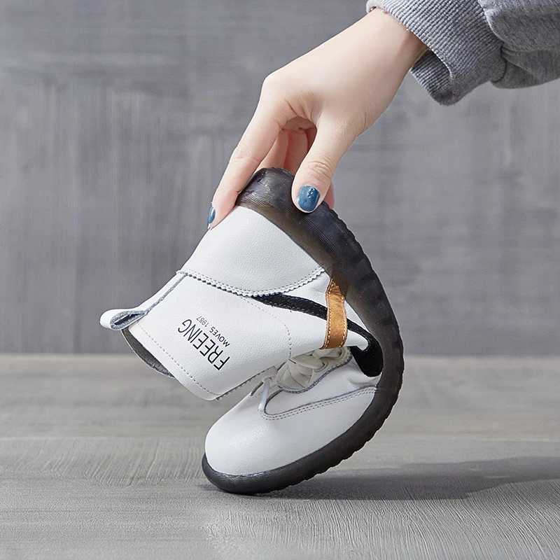 2022 New Women Genuine Leather Sneakers Spring High-top Casual Shoes Autumn First Layer Cowhide Ladies High Top Vulcanized |