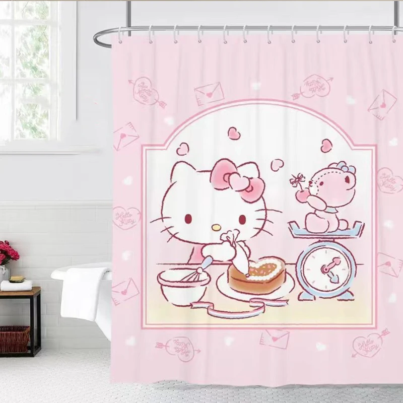 

Hellokittys занавески для душа Sanrio Kuromi Kawaii Мультфильм My Melody водонепроницаемый полиэстер ванная удобные занавески крючки подарки