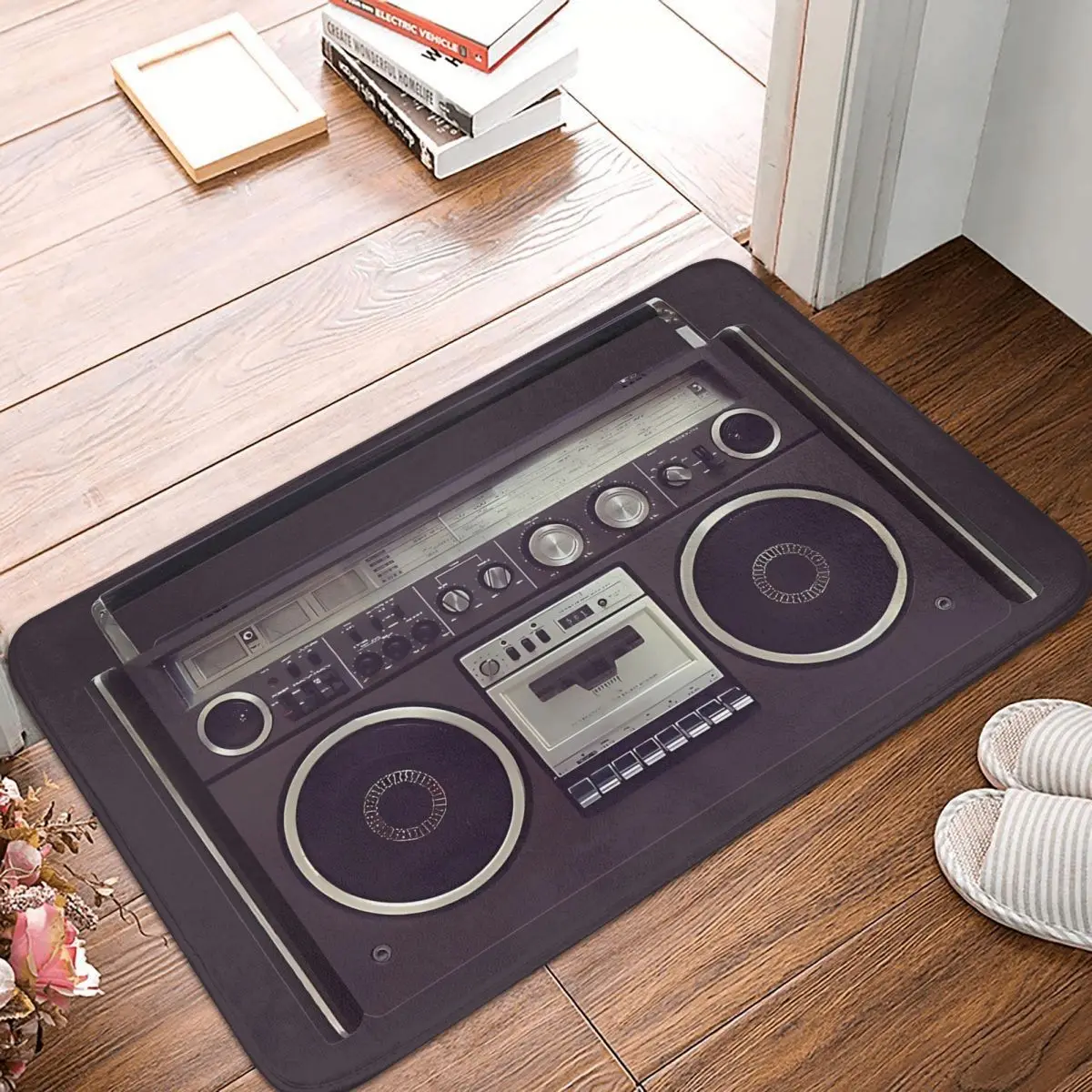 80s Retro Cassette Player Boombox Boom Box Music Non-slip Doormat Carpet Bath Bedroom Mat Prayer Home Pattern