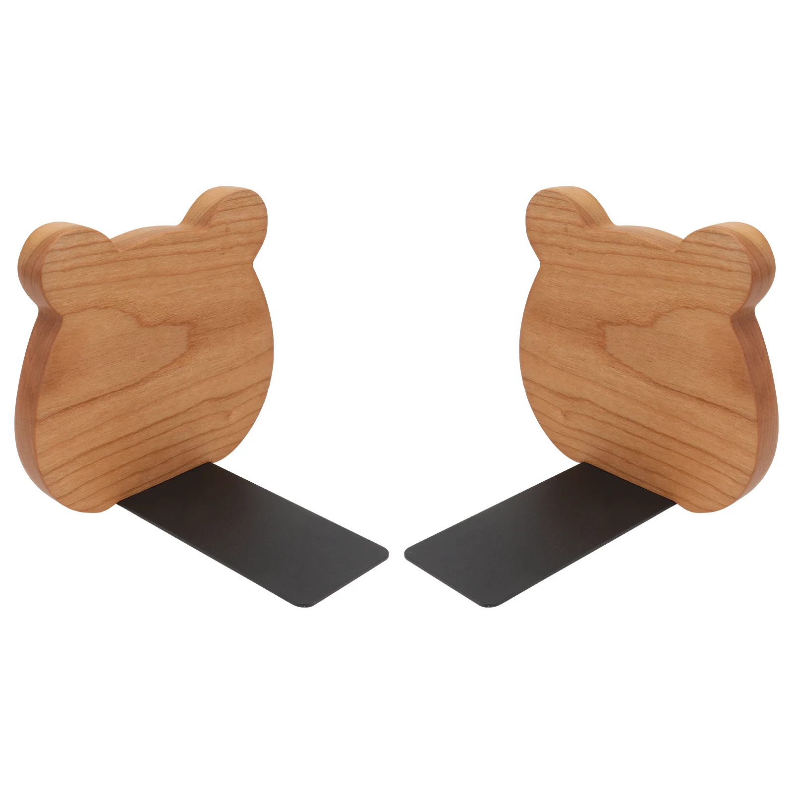 

2 Pcs Decorate Cartoon Bookend Student Rack Kids Office Bookends Metal Wooden Stand