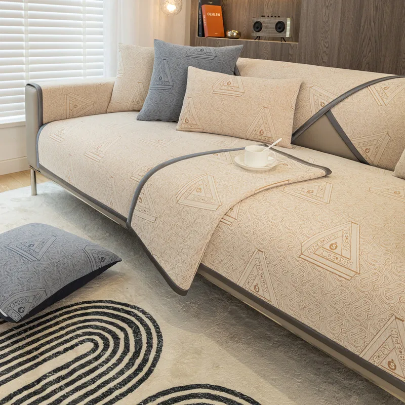 

Modern Printing Chenille Sofa Covers Set Solid Color Four Season Universal Anti-slip Sofa Towel Armchair Cover for Living Room