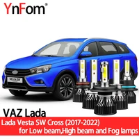 ynfom vaz lada special led headlight bulbs kit for vesta sw cross gfk 2017 2022 low beamhigh beamfog lampcar accessories