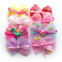 20pcs pet puppy dog hair bows polyester with pearls pet dog grooming bows dog hair accessories for small dogs puppy pet products