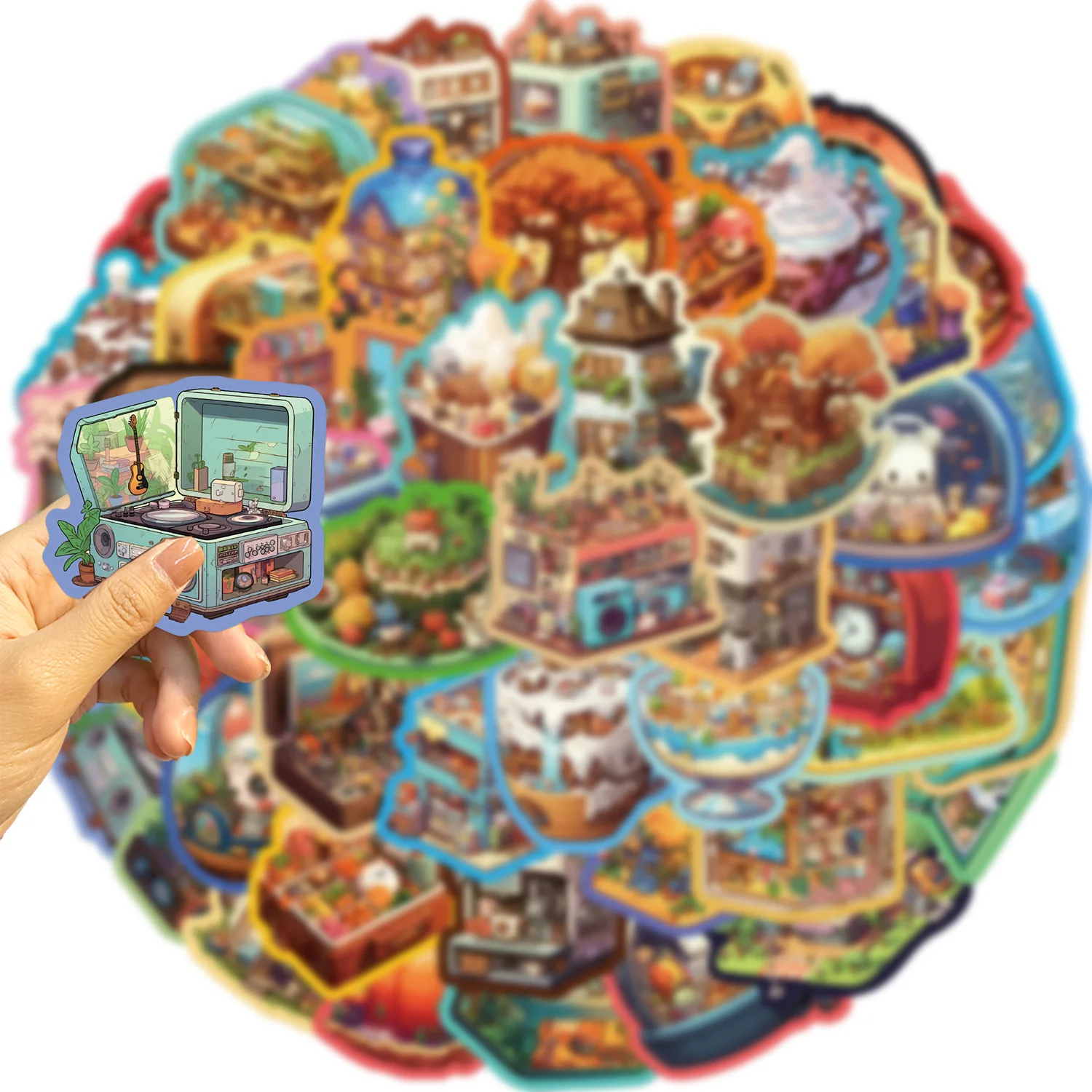 

10/50pcs Cute Cartoon Micro World Stickers Aesthetic DIY Scrapbook Luggage Guitar Notebook Phone Vinyl Sticker Kid Gift