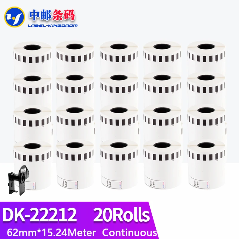 

Фотоэтикетка, совместимая с фотографиями, 20 рулонов, 62 мм * 15,24 м, непрерывная печать для принтера Brother DK-22113/700/800 DK22113