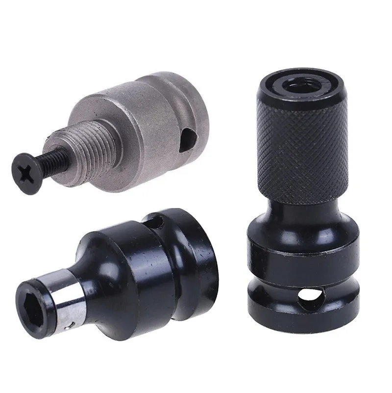 

3Pcs Drill Chuck Adaptor With Screw 1/2" Square To 1/4" Hex Socket Adapter Converter For Impact Wrench Hand Tools