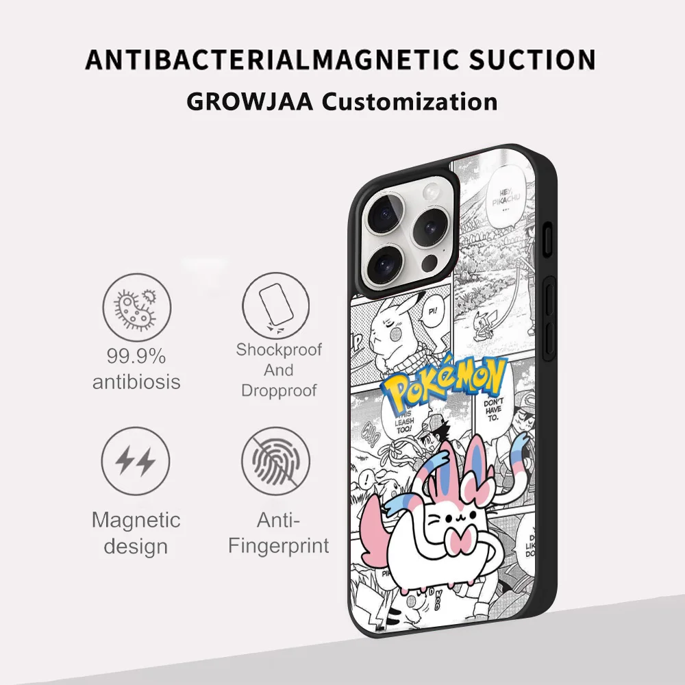 Милый чехол для телефона Sylveon Mimikyu iPhone 16 15 14 13 12 11 Pro Max Plus Mini Magsafe Mirror беспроводной