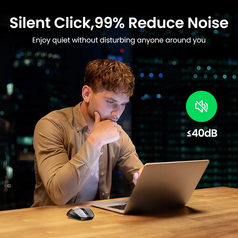【New-in Sale】UGREEN Mouse Wireless Ergonomic 4000 DPI Silent 6 Buttons For MacBook Tablet Laptop Mice Quiet 2.4G |