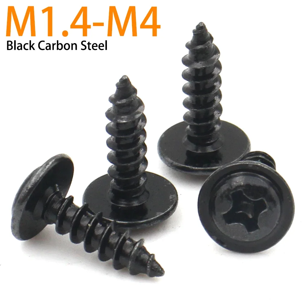 

Zimir Мини-саморезы черные из стали M1.4-M4 с шайбой