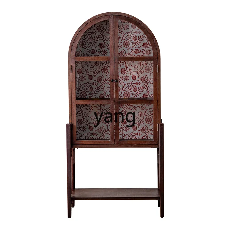 LH ретро винный шкаф со стеклянной дверью из массива дерева у настенного шкафа