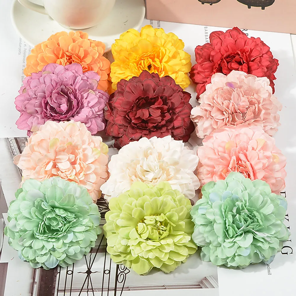 

5pcs/lot 7cm Chrysanthemum Artificial Silk Dahlia Daisy Flower Heads For Home Wedding Decoration Handmade DIY Fake Flowers