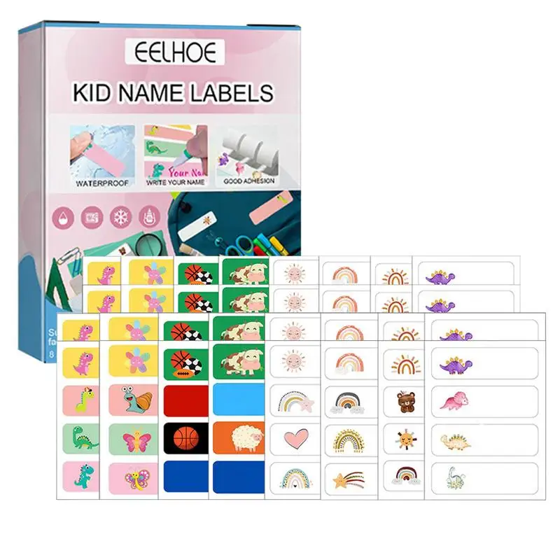 

Милые именные этикетки для детей, 128 шт., водонепроницаемые этикетки для детей, именные этикетки для детского сада, лагеря, школьные принадлежности, детские бутылки для обеда