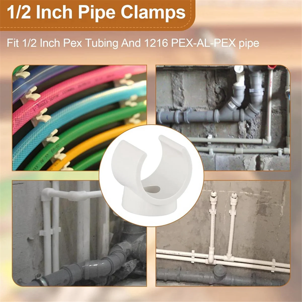 Зажимы PEX хомут для труб 50 шт. 1/2-дюймовый водопроводных из ПВХ и шлангов