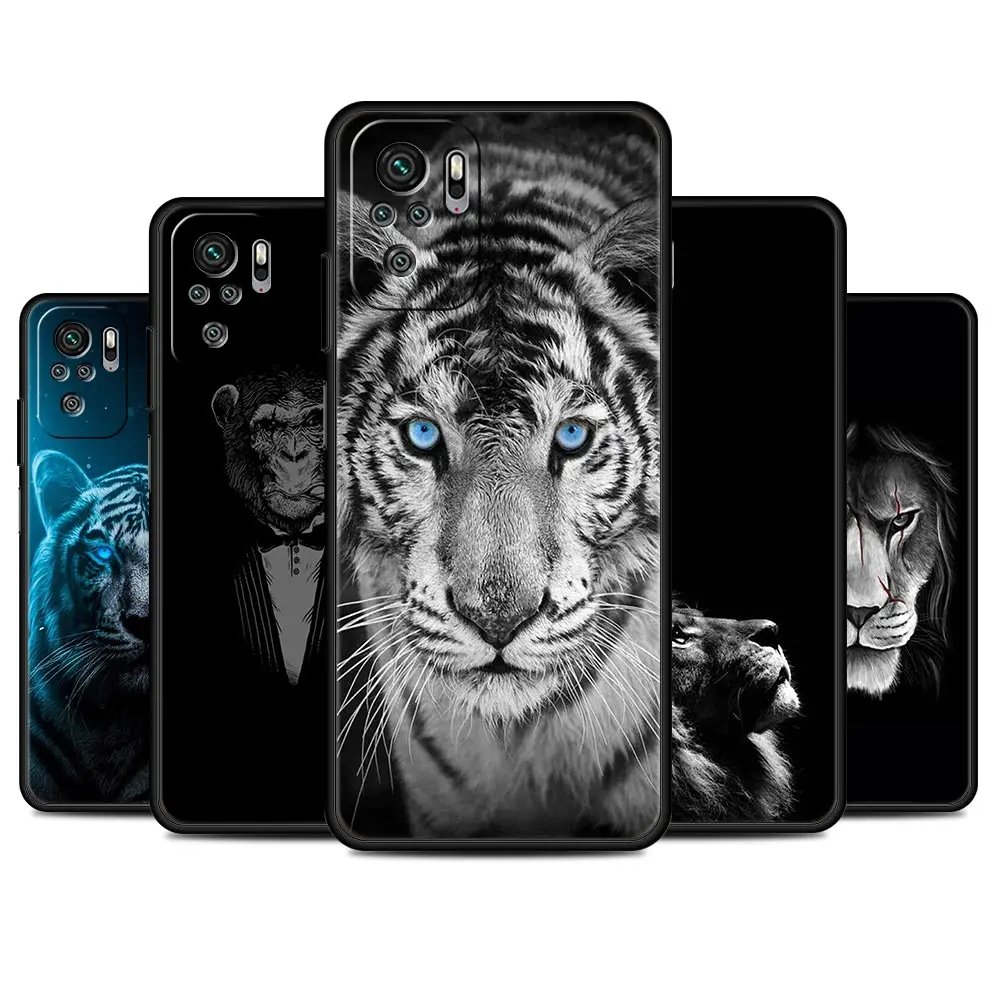 

Wolf Lion Animal Case For Xiaomi Redmi Note 9S 9 8 10 Pro 11 7 8T 9C K40 7A Black TPU Soft Phone Cover Shell
