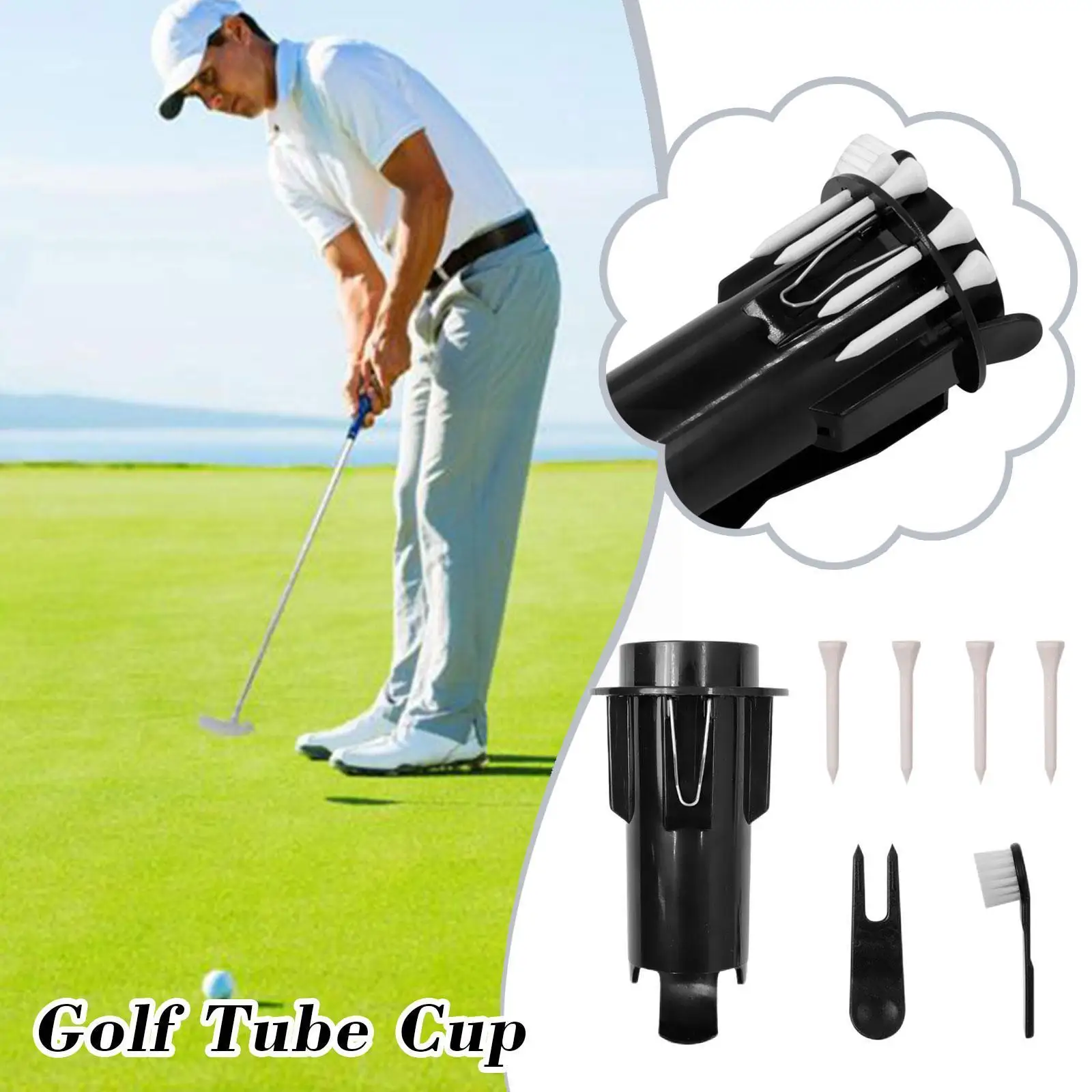 

Golf Ball Tee Holder Golf Clip Caddy With Brush Three Ball Cup Tee Holder Fittings Portable Accessories Golf Golf Storage B S3m8