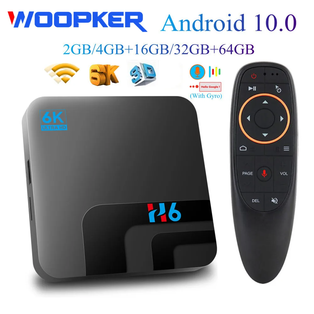 H6 TV Box Android 10 4GB 64GB 32GB 6K 3D Video HD Media Player 2.4G 5GHz Wifi Bluetooth Set top box Voice Control Smart TV Box