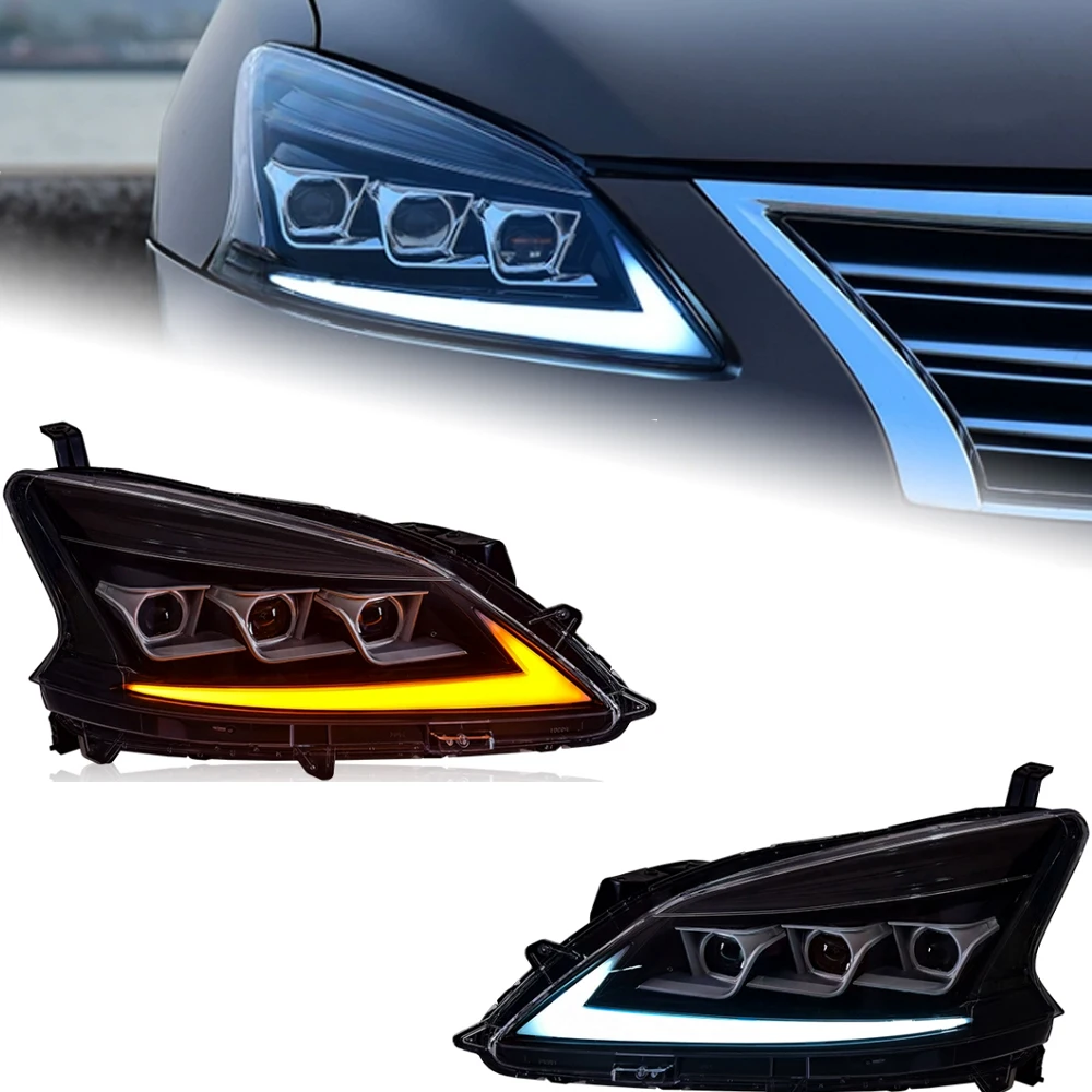 AKD автостайлинг фары для Nissan Sylphy Sentra светодиодный 2012-2015 DRL Hid вариант ангельские