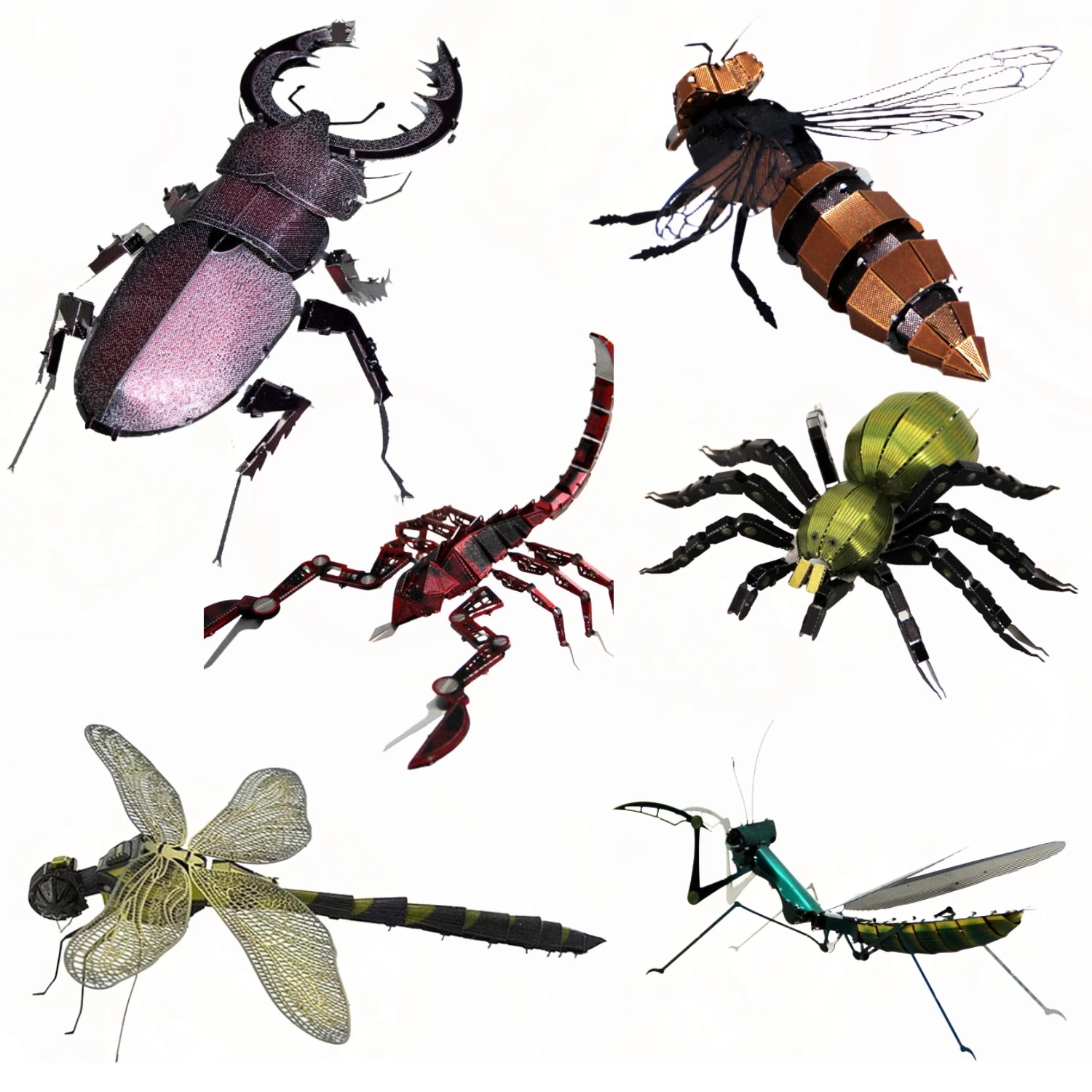 Металлические 3D-пазлы, модель животного, стрекоза, Скорпион, бульдозер, лазерная вырезка, ручные головоломки, наборы, игрушки-бабочки для взрослых, мальчиков, рождественские подарки