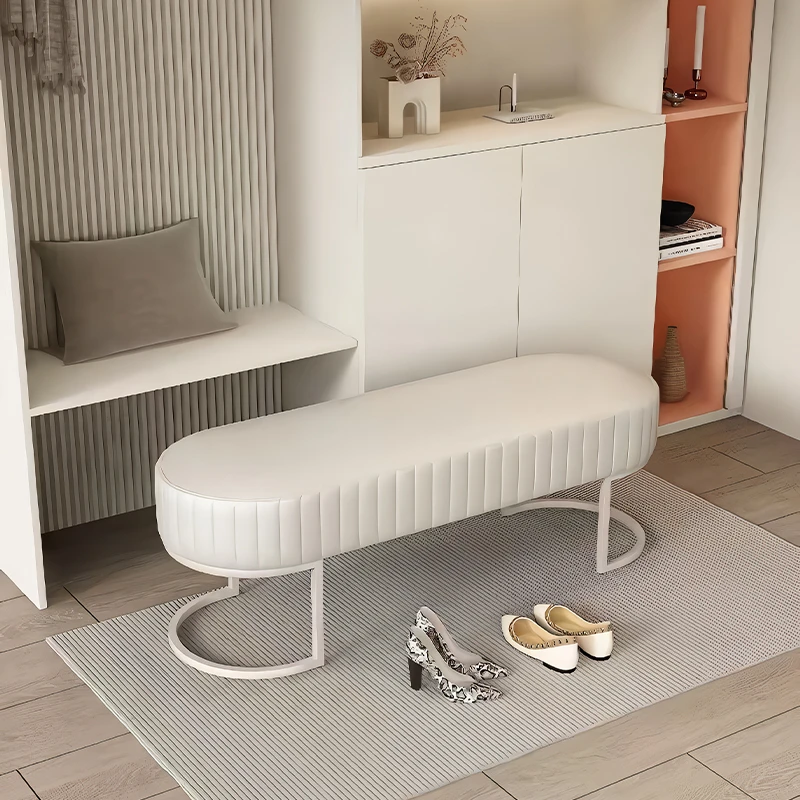 Бархатная скамейка для прихожей мягкая Сумочка Скандинавская с подставкой ног