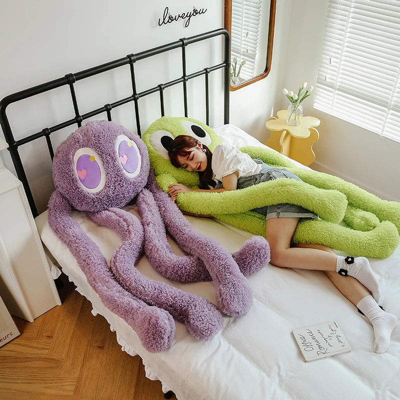 

100cm Giant Octopus Comfort Pillows Plush Alien Monster Toy Stuffed Long Arms Red Heart Eye Throw Boyfriend Pillow Office Decor