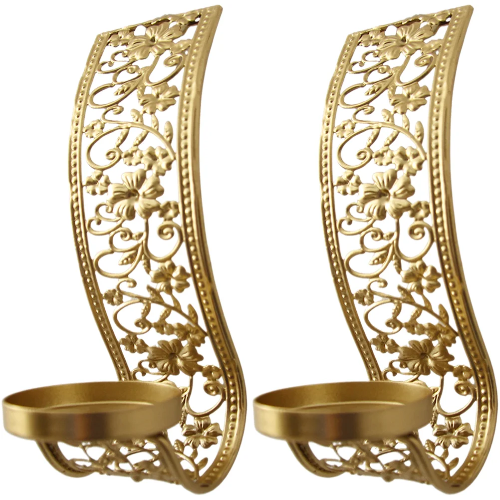 

2 Pcs Middle Eastern Decor Dinner Party Holder Banquets Household 16x8cm Golden Metal