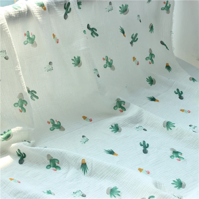 

New Cactus Cotton Crepe Seersucker Double-Layer Gauze Home Wear Confinement Clothing Fabric Pajamas Fabric